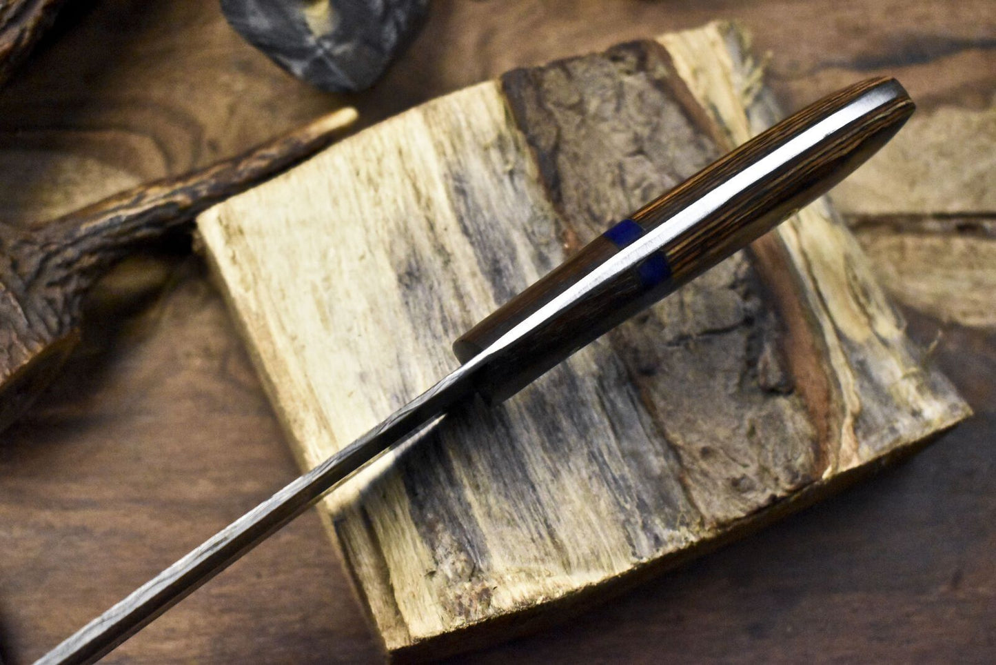 Custom Forged Rain Drop Damascus Chef Knife Olive Wood Handle 115 Handmade Kitchen Knife 2