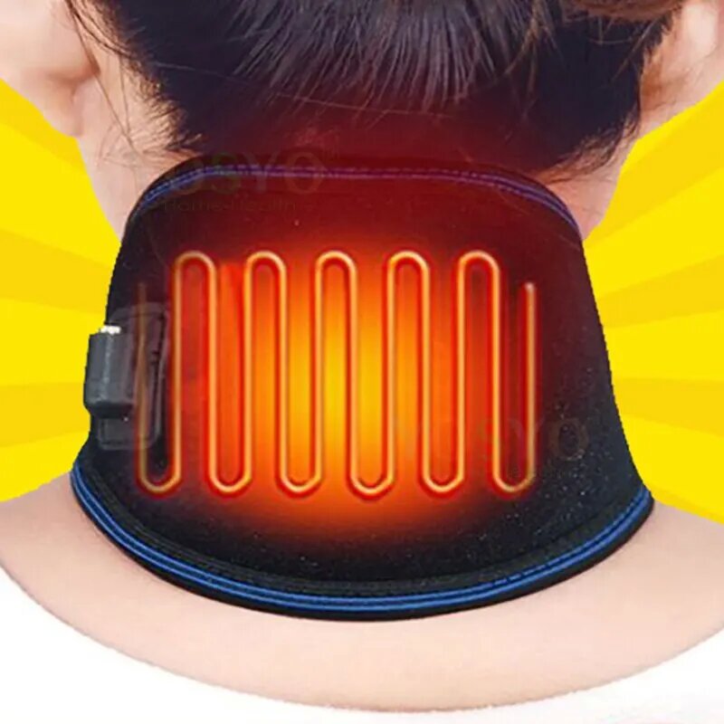 Black Heating Neck Guard, Adjustable Temperature Gear, Universal Fit Protective Heating Pad