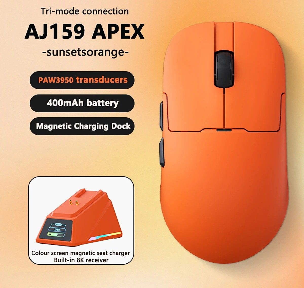 Wireless Gaming Mouse With Tri Mode Connectivity And Color Display 8