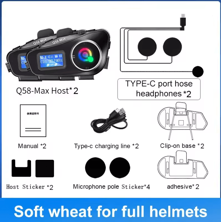 RideComm Q58 Max Motorcycle Bluetooth Intercom 8