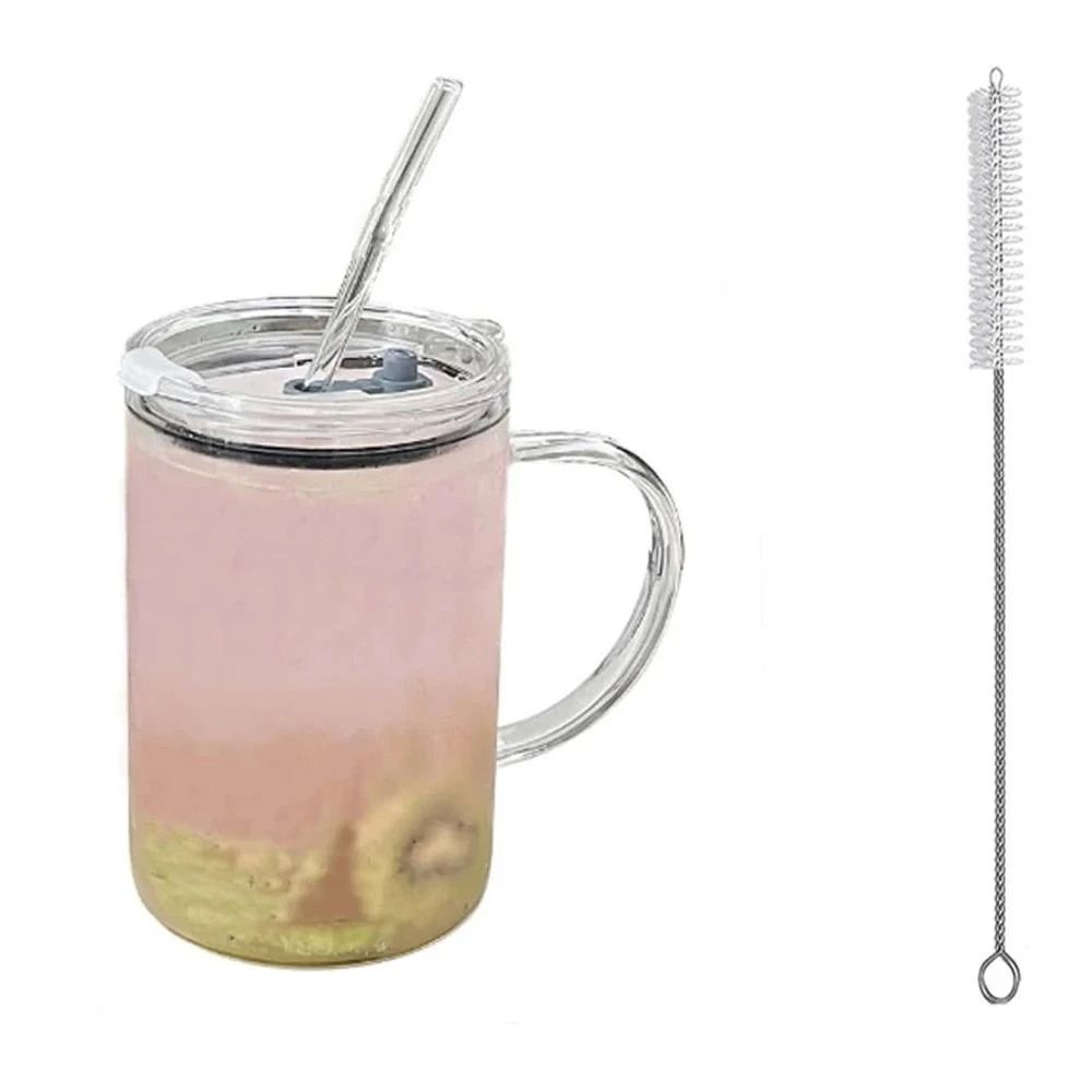 Large Glass Tumbler With Straw And Lid 1000ml Reusable Iced Coffee Cup For Hot And Cold Drinks 6