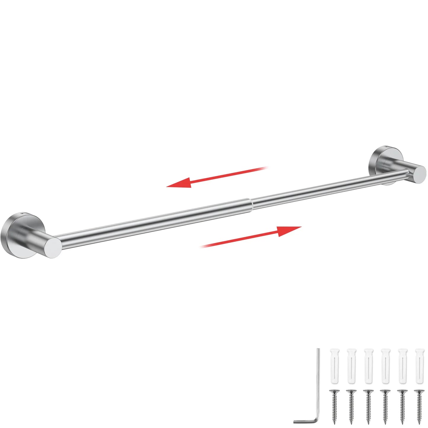 Adjustable Wall Mounted Towel Bar, Stainless Steel Retractable Towel Rack, Space Saving Bathroom Holder