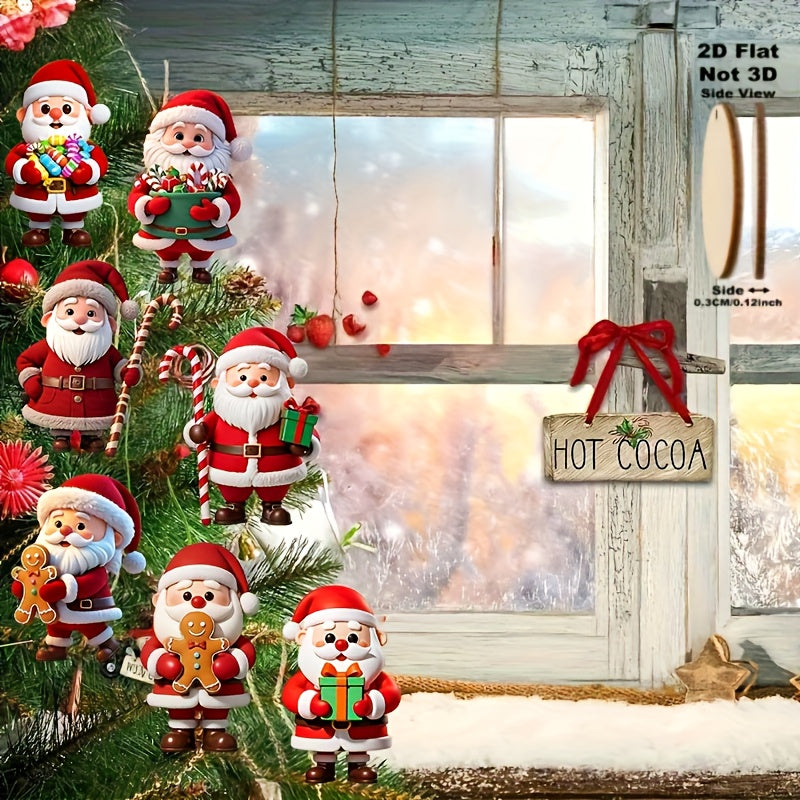 Wooden Gingerbread Man Santa Claus Christmas Ornament Flat Tree Pendant Festive Home Decoration Gif 6