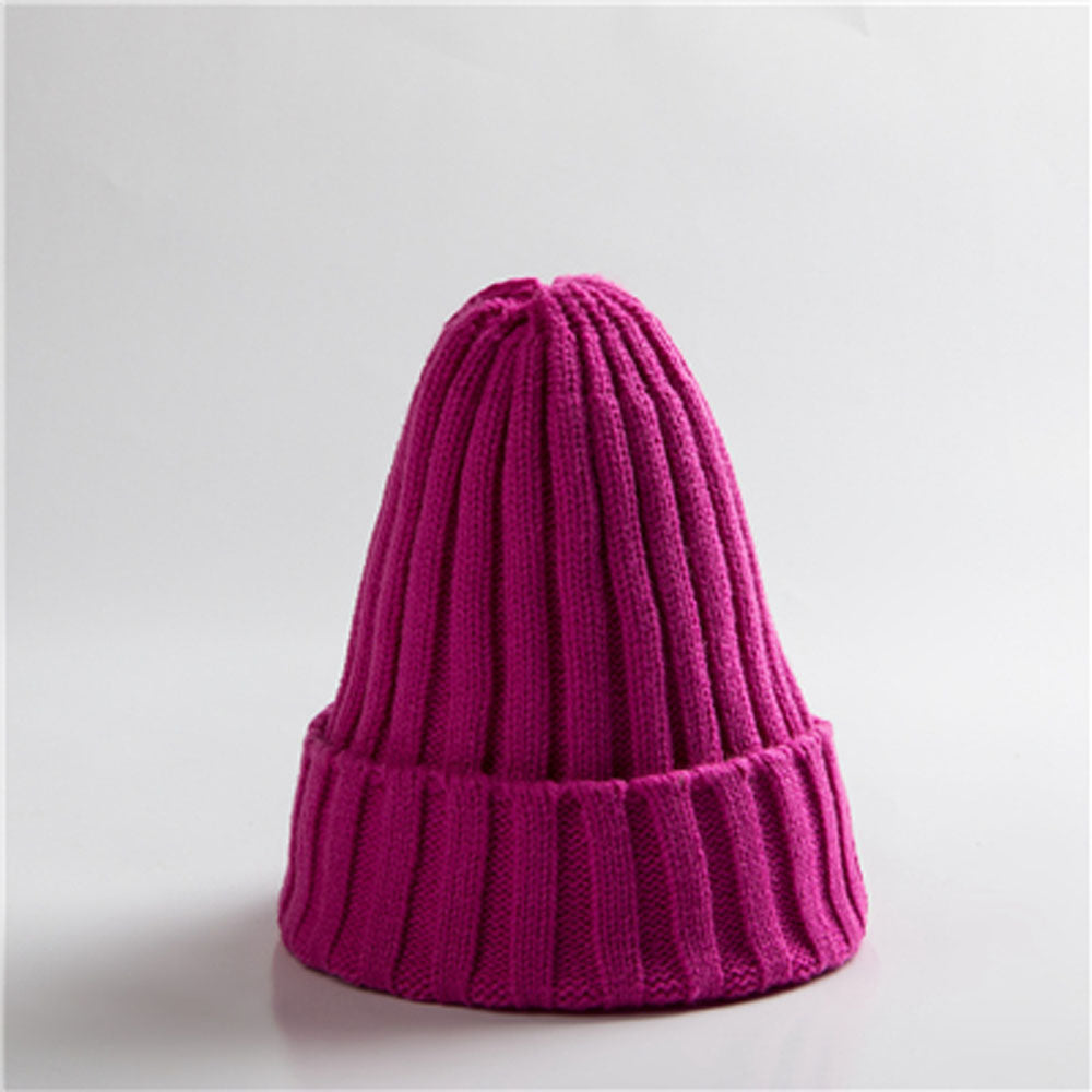 Trendy Knitted Beanie, Solid Color Winter Hat, Warm Ear Protection for Men and Women, Chunky Curl Edge Hood
