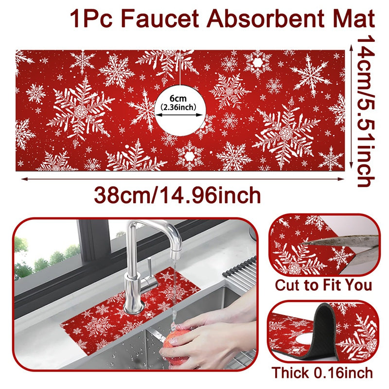 Merry Christmas Kitchen Mat, Absorbent Sink Faucet Mats, Navidad Decorations for Home, Christmas Pendant Ornaments