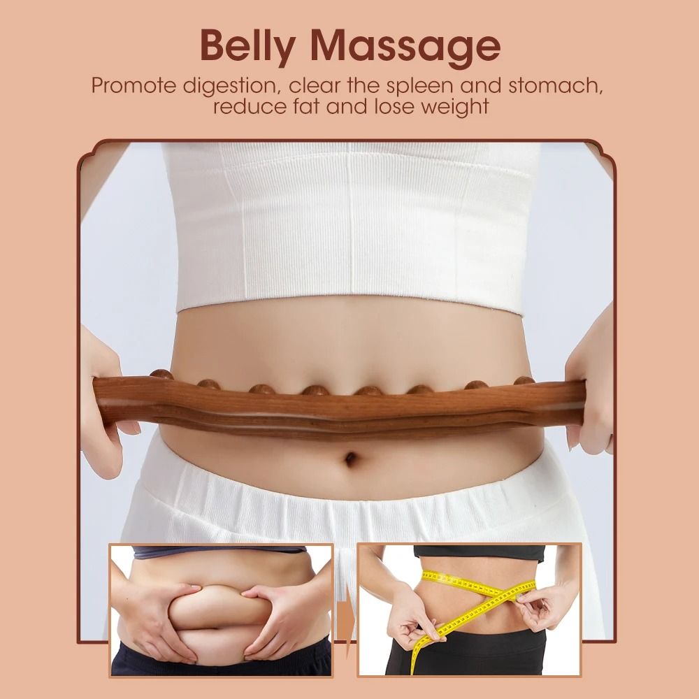 Handheld Wood Massage Roller Stick Lymphatic Drainage Fascia Blaster For Neck Back Waist Leg 5