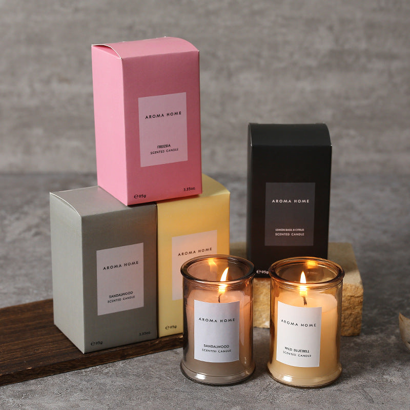 Ins Style Scented Candle Vintage Glass Jar Aromatherapy Soy Wax Candle Essential Oils Home Decorati 1