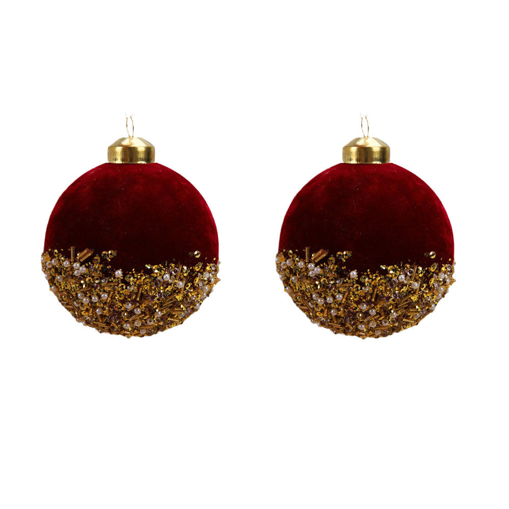 Red Christmas Balls Ornaments Red Glitter Sequin Velvet Christmas Tree Hanging Balls for Home Wedding Party Decor