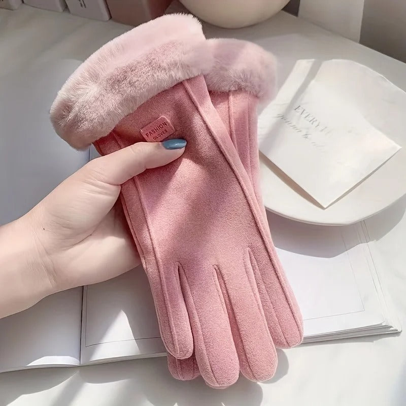 Womens Touchscreen Winter Gloves Fashionable Finger Gloves With Thin Cashmere Solid Color For Autum 7