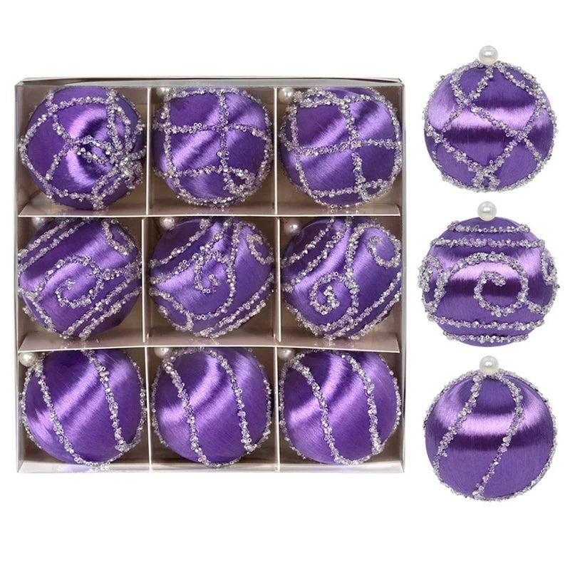 Hanging Bauble Ornament, Christmas Tree Ball, Silk Thread Sequin Decorative, New Year Party Pendants, Tree Dec Decor