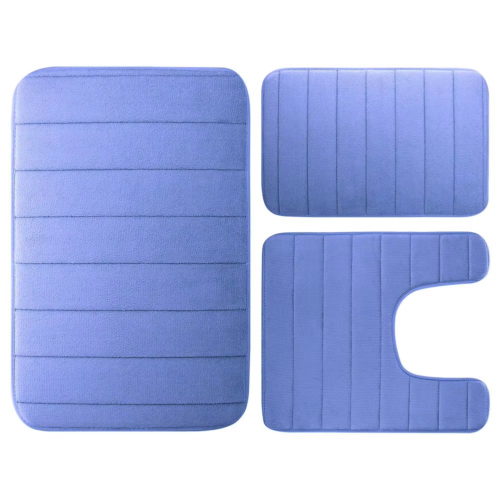 LuxuryVelvet Plush Memory Foam Bath Rug Set 3Piece NonSlip RapidDry Bath Mat Collection 11