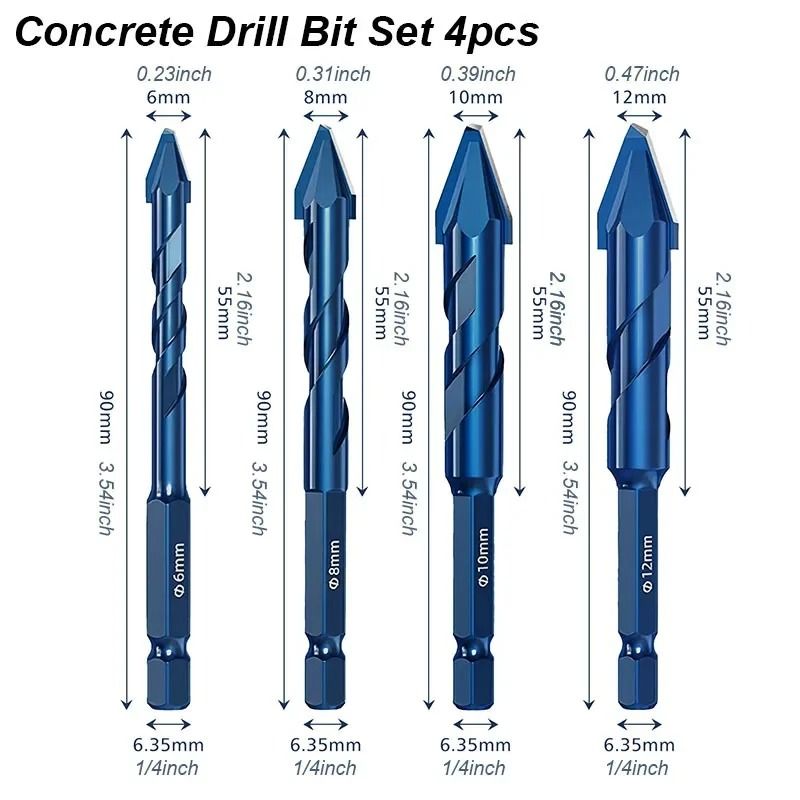 MultiMaterial Rotary Drill Bit Set For Tile Glass Wood And Concrete 7