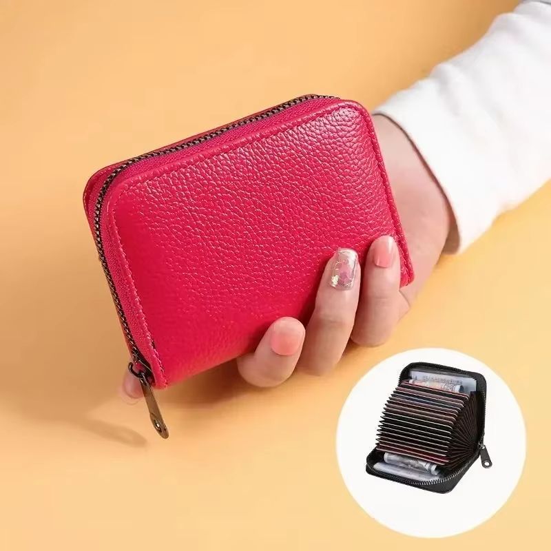 HeritageVault Vintage Solid Leather Zip Wallet MultiSlot Card Coin Pouch 11