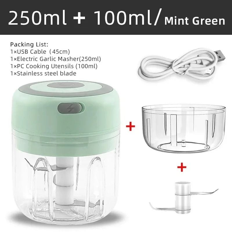 Electric Garlic Chopper And Meat Mincer 100ML250ML Portable Food Processor 19
