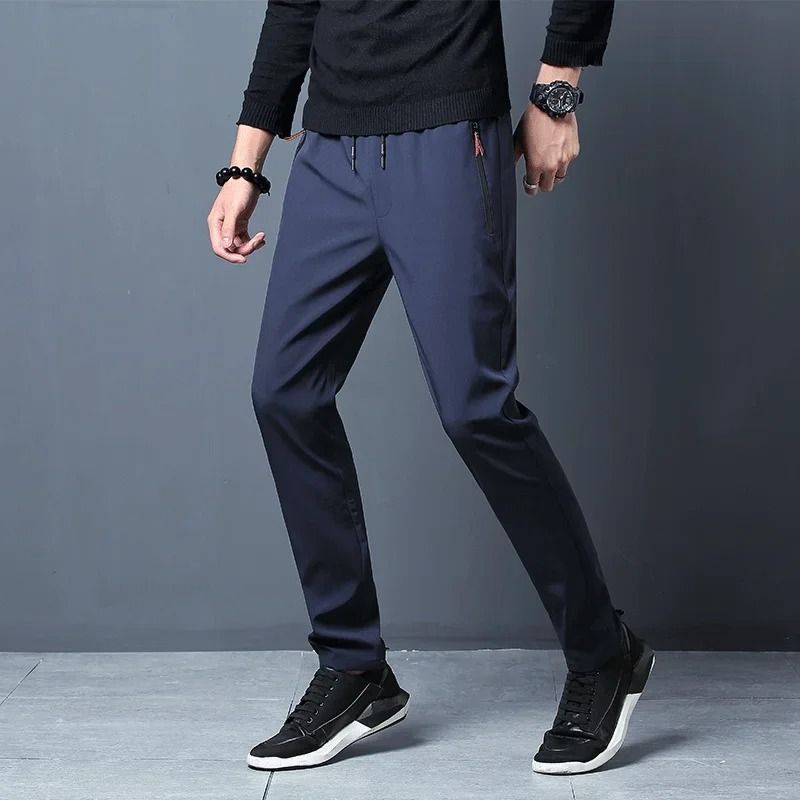 Mens Casual Straight Pants Elastic Waist Slim Fit Joggers 8