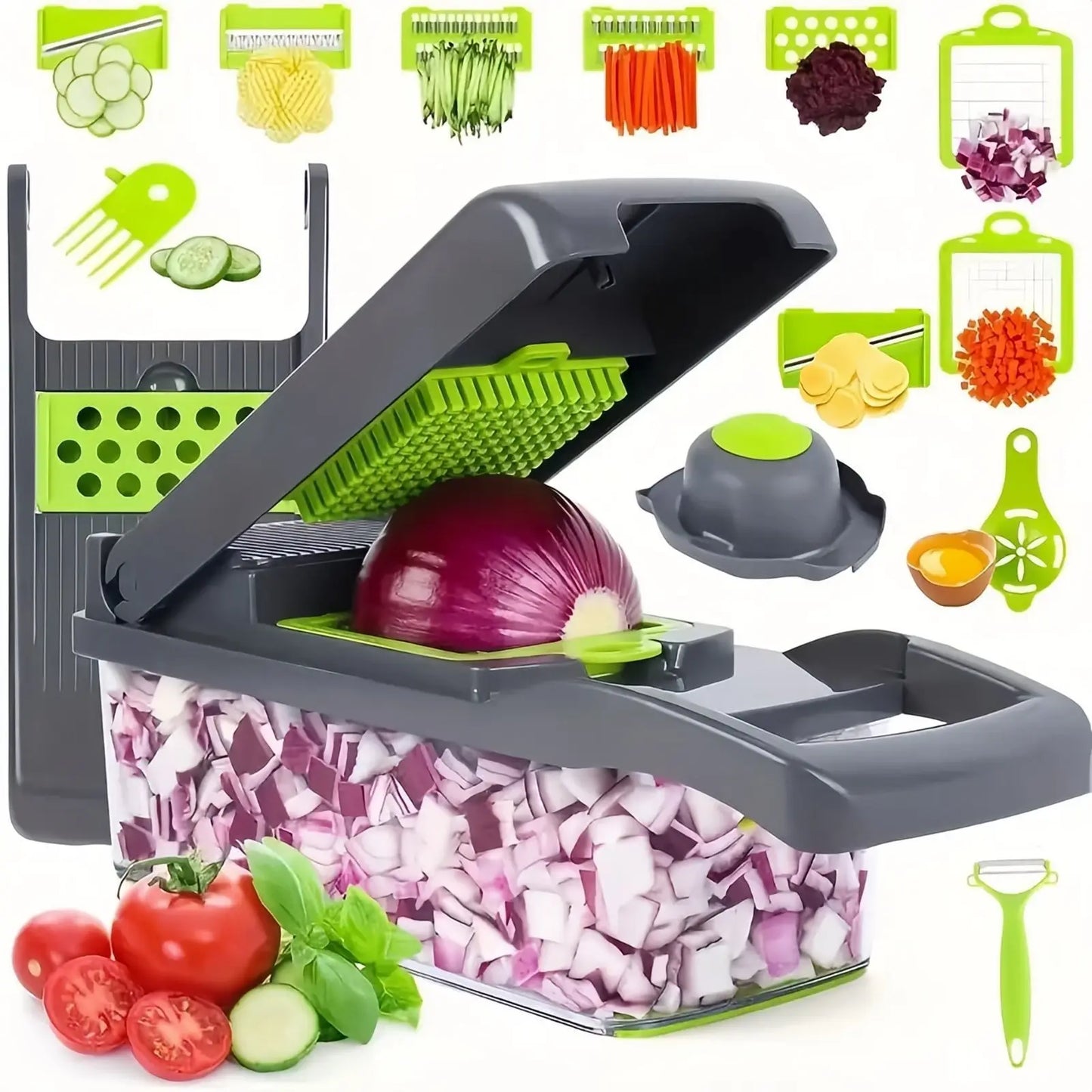 Multi functional Vegetable Chopper, Handle Food Grater, Kitchen Food Slicer Dicer, Vegetable Cutter for Quick Meal