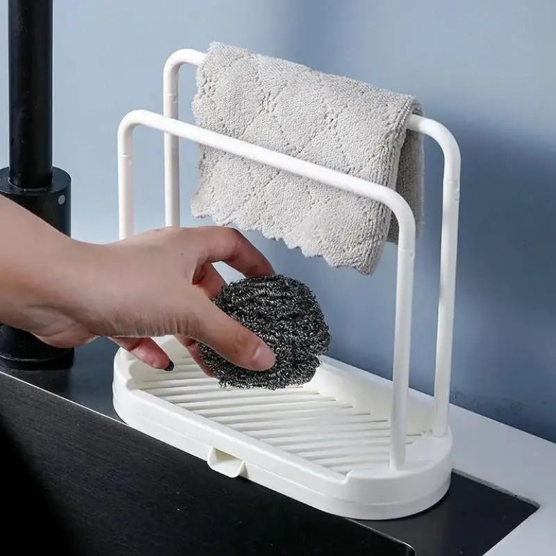 Double Layer Kitchen Cloth Drain Rack For Sink And Countertop Storage 7