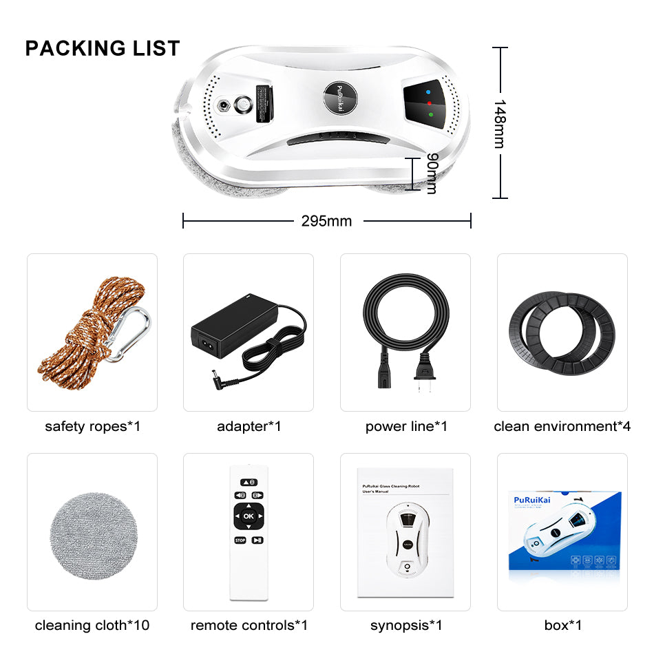 Ultra Thin Window Cleaning Robot Electric Glass Robot Vacuum Remote Control Home Cleaner 5