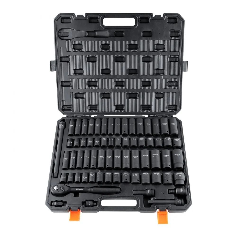 Socket Set SAE And Metric Drive Impact Socket Set CrV Alloy Steel Rugged Construction Storage Case 7