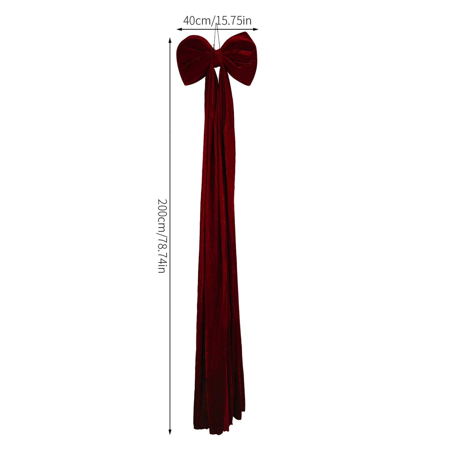 Christmas Tree Decoration, Large Wine Red Bow Pendant, Non Fallen Elegant Bow for Festive Holiday Decor
