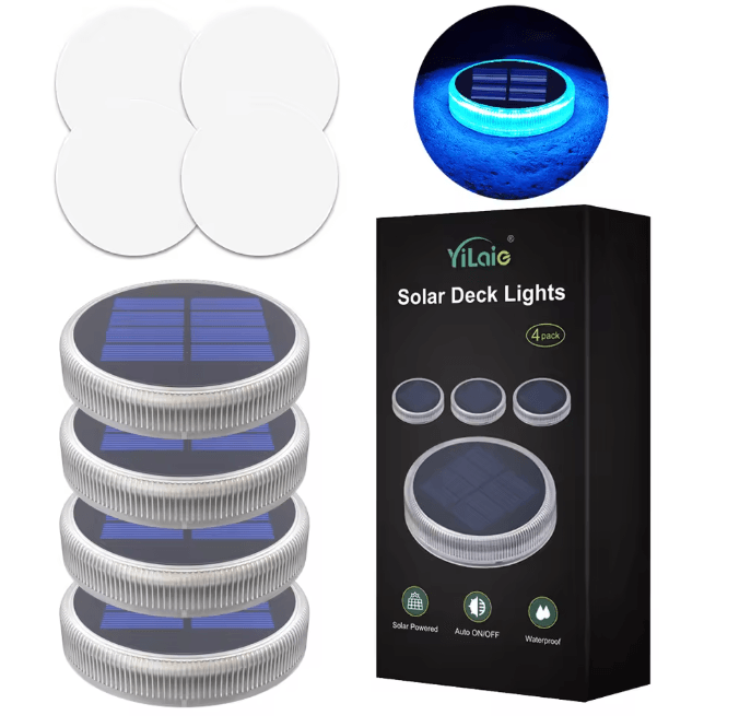 LumiDeck Solar LED Deck Lights Outdoor Waterproof 4 Pack 6