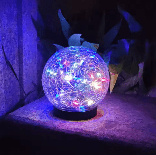 LumiGlobe Cracked Glass Solar Pathway Light Outdoor Waterproof Garden Lamp 4