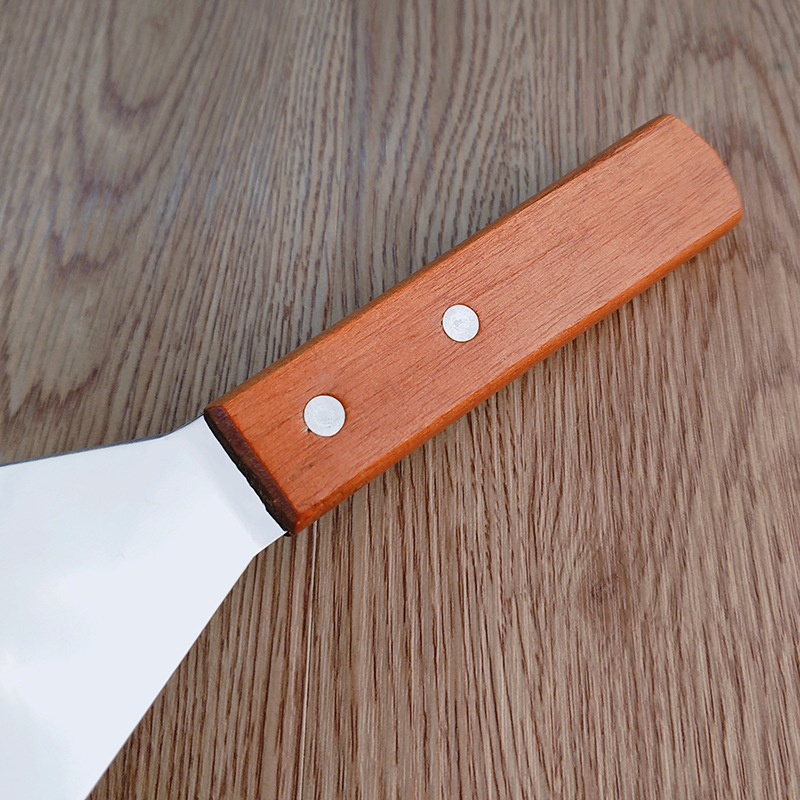 Stainless Steel Square Head Steak Cooking Spatula Wood Handle Pizza Shovel Pancake Beef Turner Scra 4