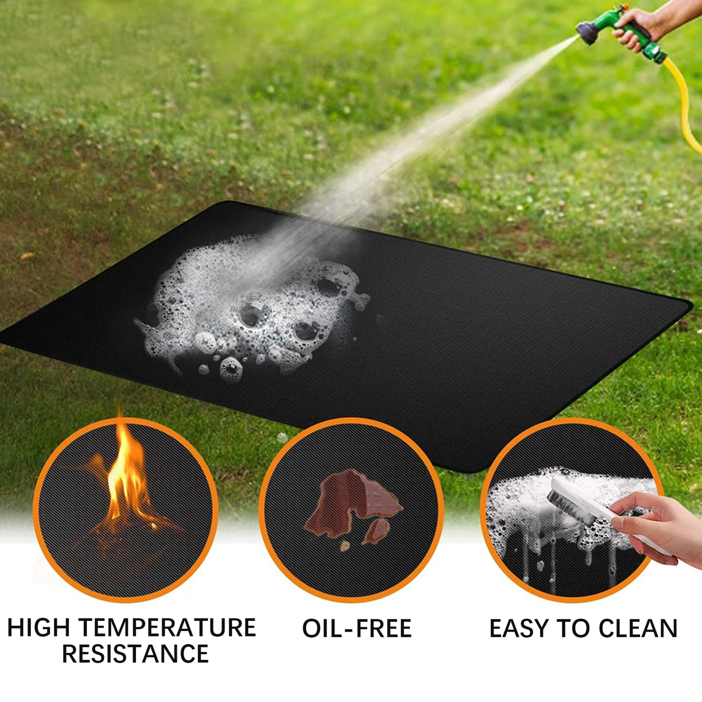 Outdoor Barbecue Grills Mat Oilproof Protective Mat Fire Retardant High Temperature Resistant Pad F 4