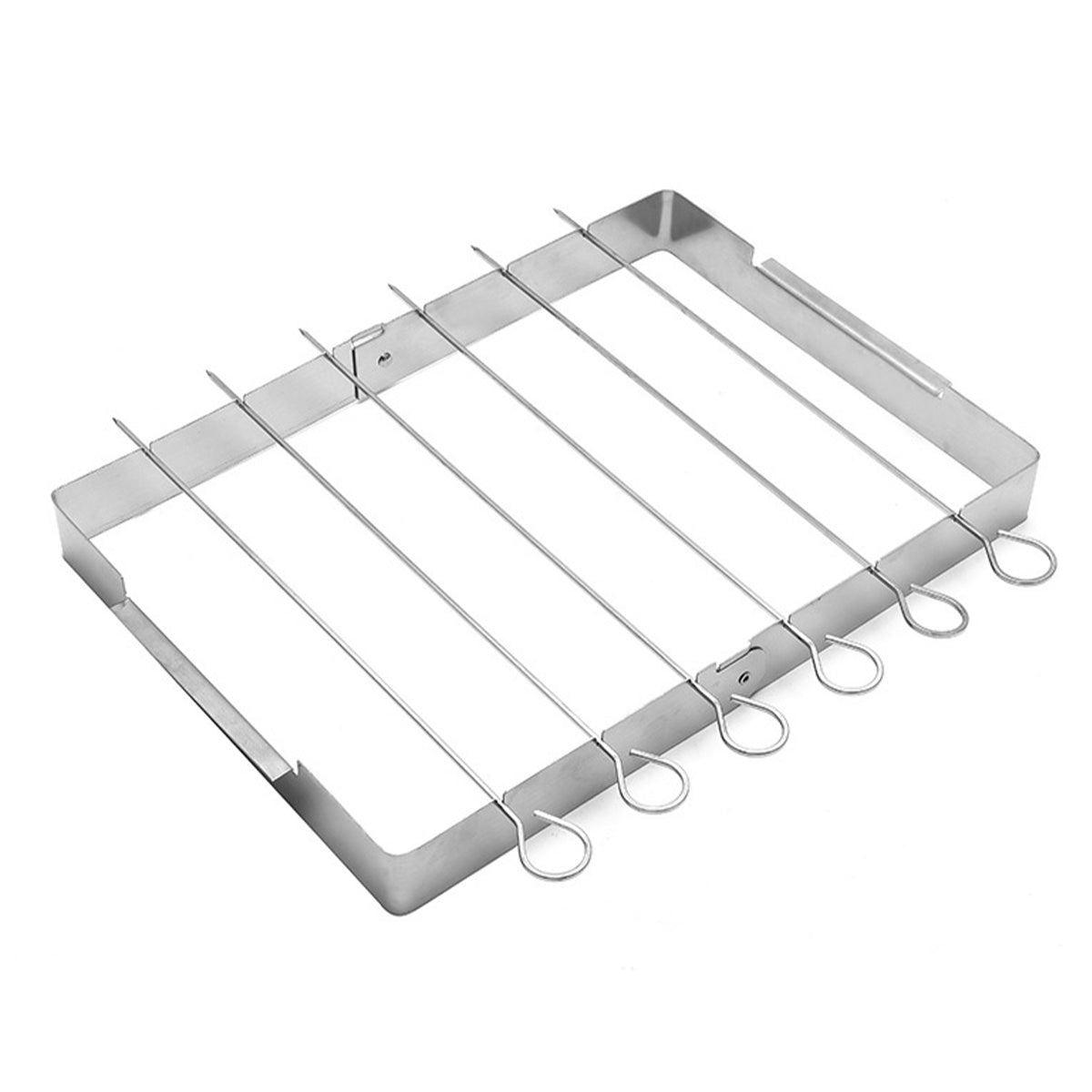 BBQ Skewer Rack Stainless Steel, Foldable Rotating Grill Rack, Metal BBQ Skewers for Shish Kebab, Rotisserie Style