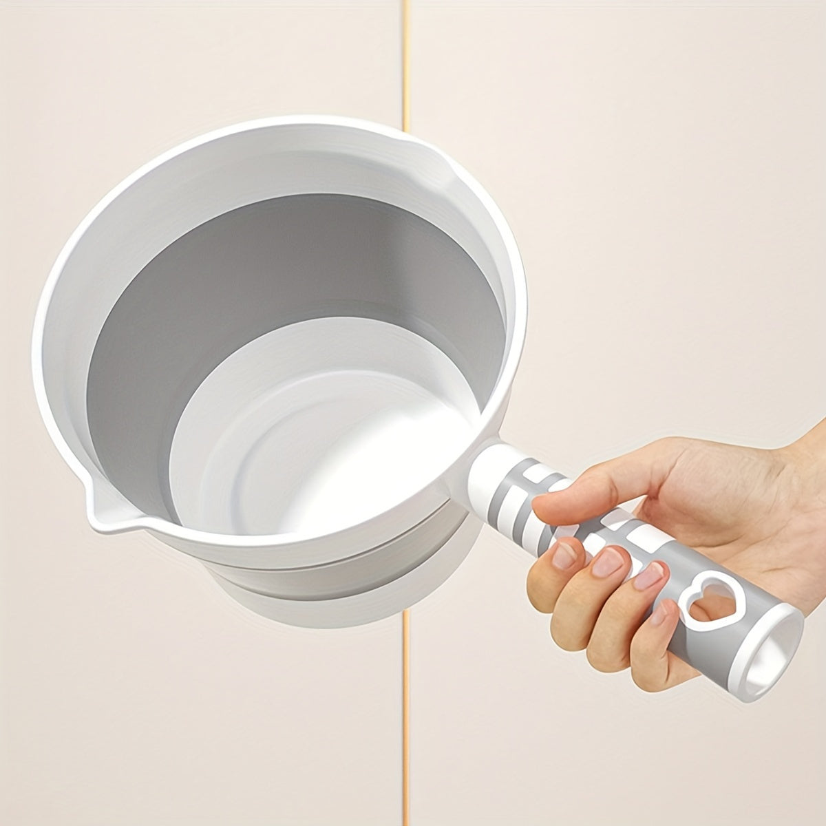 Durable Large Folding Water Scoop, Thickened Plastic, Long Handle, Kitchen Bathroom Use