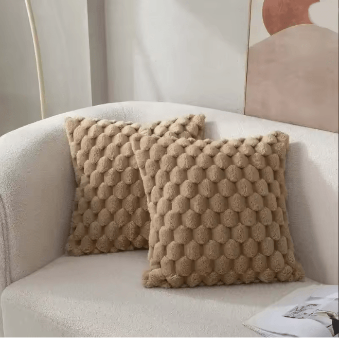 CozyWeave 3D Plush Throw Pillowcase With Pineapple Grid Pattern 6
