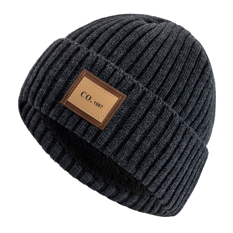 Knitted Winter Beanie Hat, Unisex Warm Cap with Plush Fur Lining, Outdoor Ski Sports Hat for Men Women