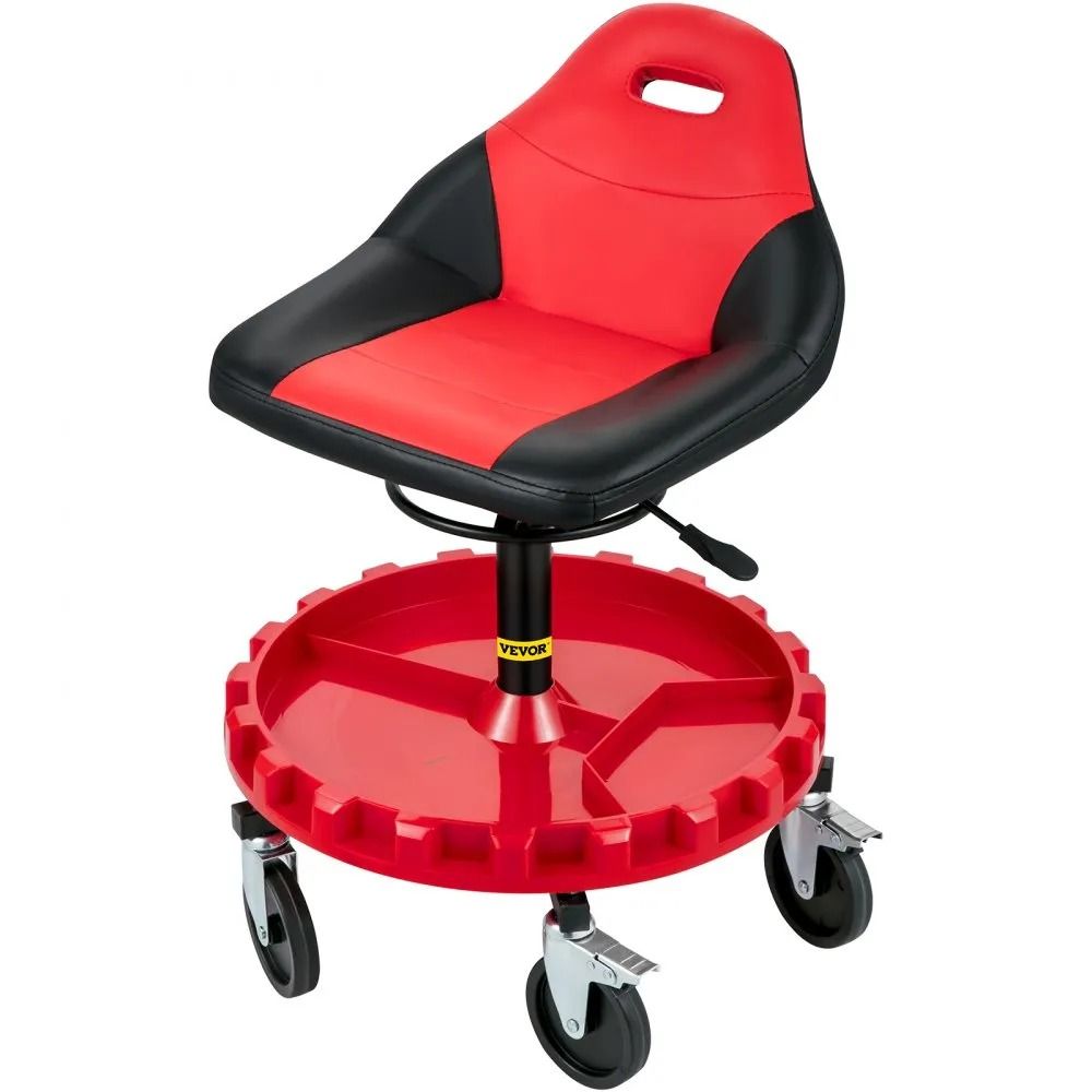 Mobile Mechanic Garage Stool Height Adjustable 300LBS Capacity Rolling Gear Seat With Tool Tray And 10