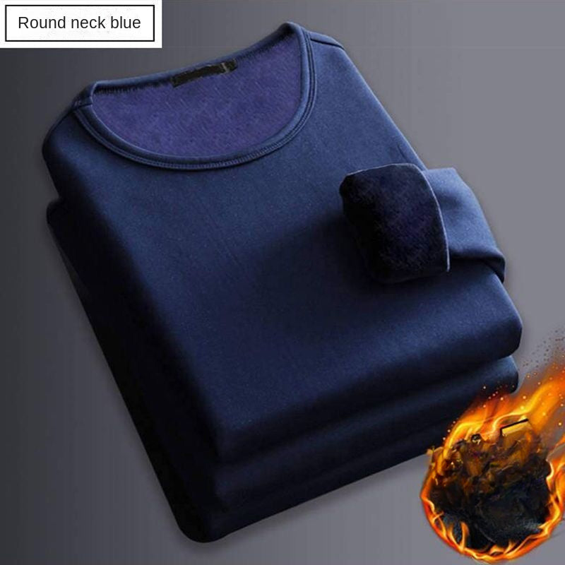 Winter Mens LongSleeved Thermal Underwear TShirt Plus Size Fleece Lined Round Neck Bottoming Shirt 3