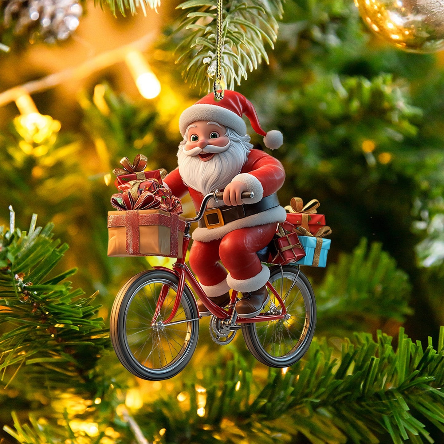 Cartoon Santa Claus Bicycle Gifts 2d Acrylic Winter Decorative Hanging Christmas Pendants Christmas 5