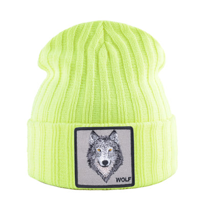 Unisex Knitting Streetwear, Hip Hop Bonnet Caps, New Fashion Knitted Hats For Men, Women Wolf Pattern Skullies