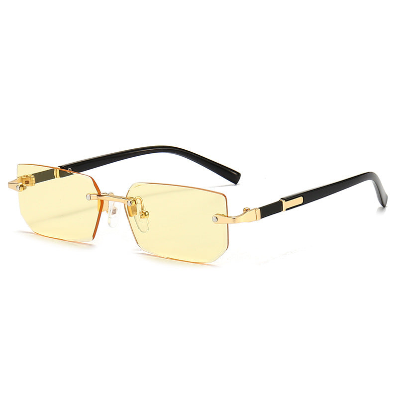 Rimless Rectangle Sunglasses Fashion Small Square Shades For Women Men Summer Travel 14