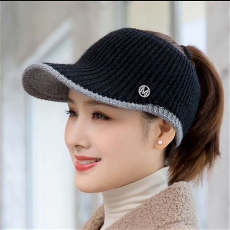 Knitted Warm Baseball Cap Hats For Women Autumn Winter Running Golf Sun Hat Sports Empty Top Golf C 8