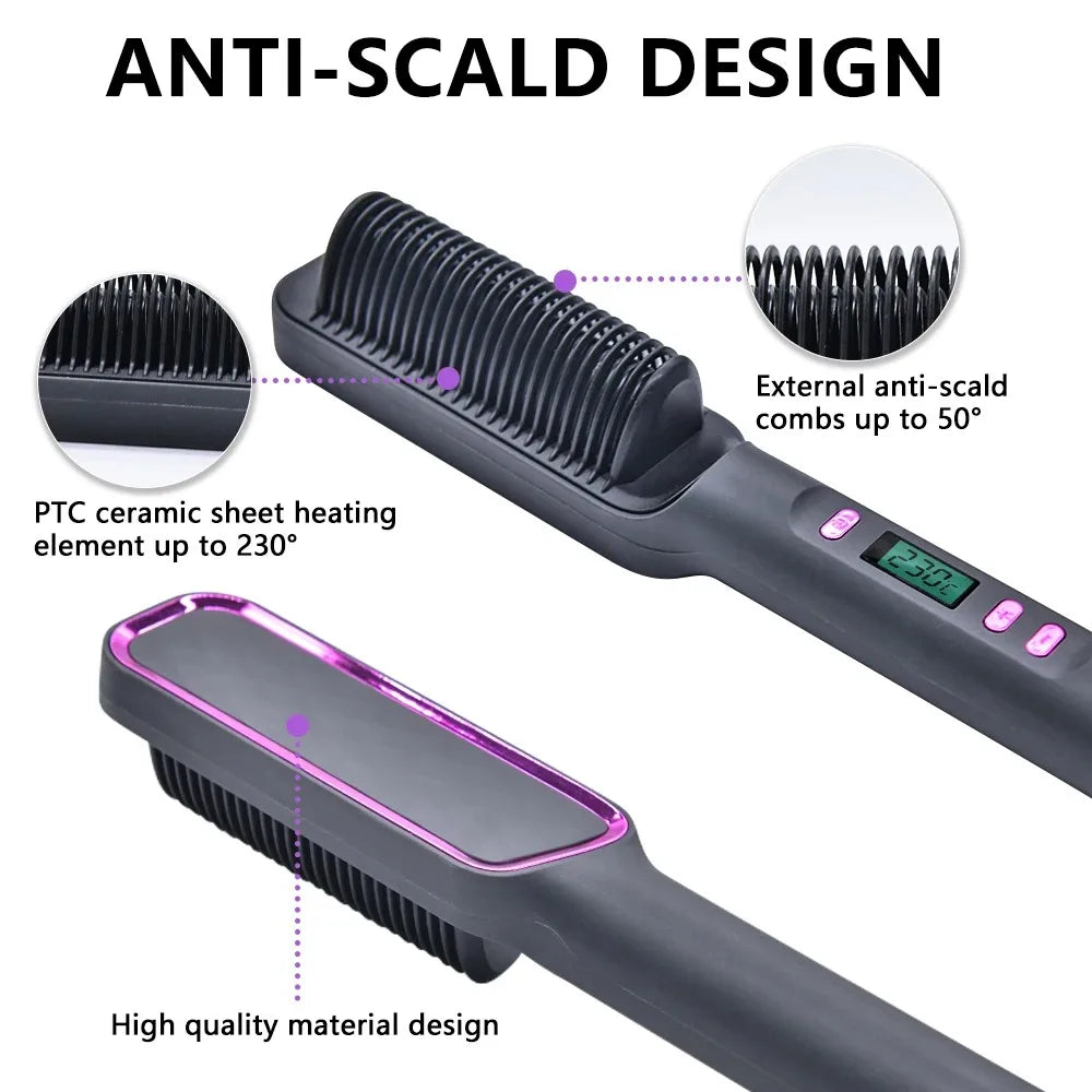 Electric Hot Straight Hair Straightener Comb Multifunctional Negative Ion AntiScalding Styling Tool 10