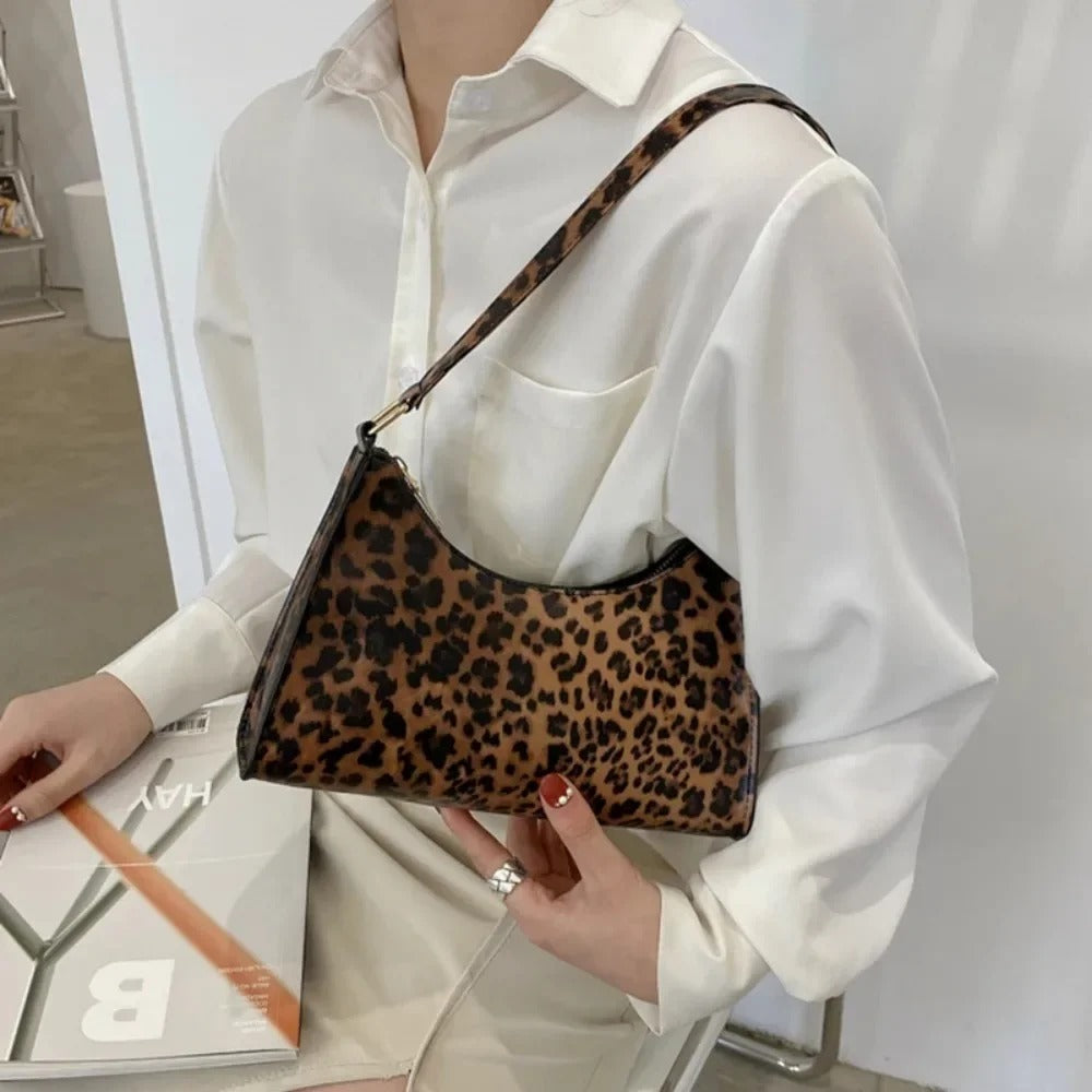 Armpit Purse Bag PU Leather Leopard Handbags New Shoulder Bags For Women High Quality Zebra Underar 5