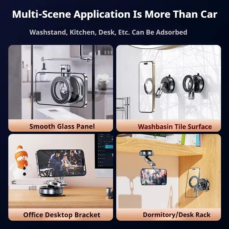 Magnetic Vacuum Phone Holder Rotating Foldable Stand For Car Gym And Home 5