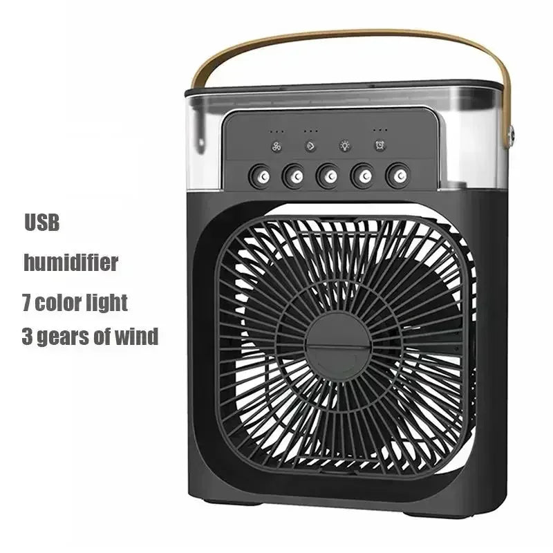 Fan, Air Conditioner, Portable Humidifier, Small Air Cooler, LED Night Light, Office Home Fan