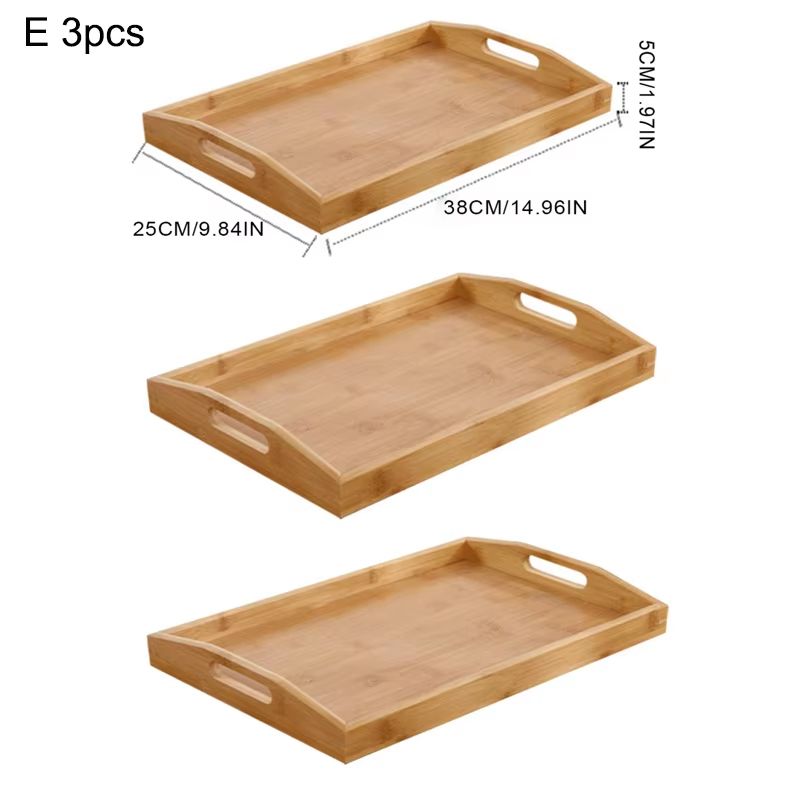 Wide Bamboo Organizer Tray Storage Bin With Handles 16