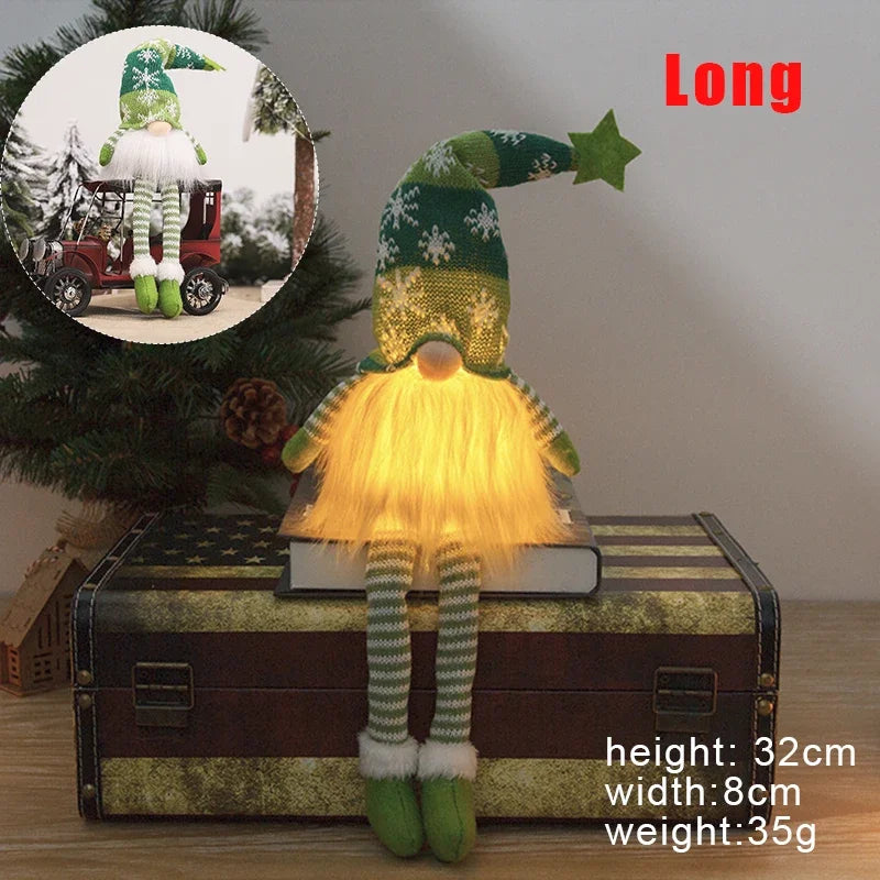 LED Light Plush Knitting Crafts Tree Pendant Christmas Faceless Doll Gnome Ornaments Christmas Deco 11