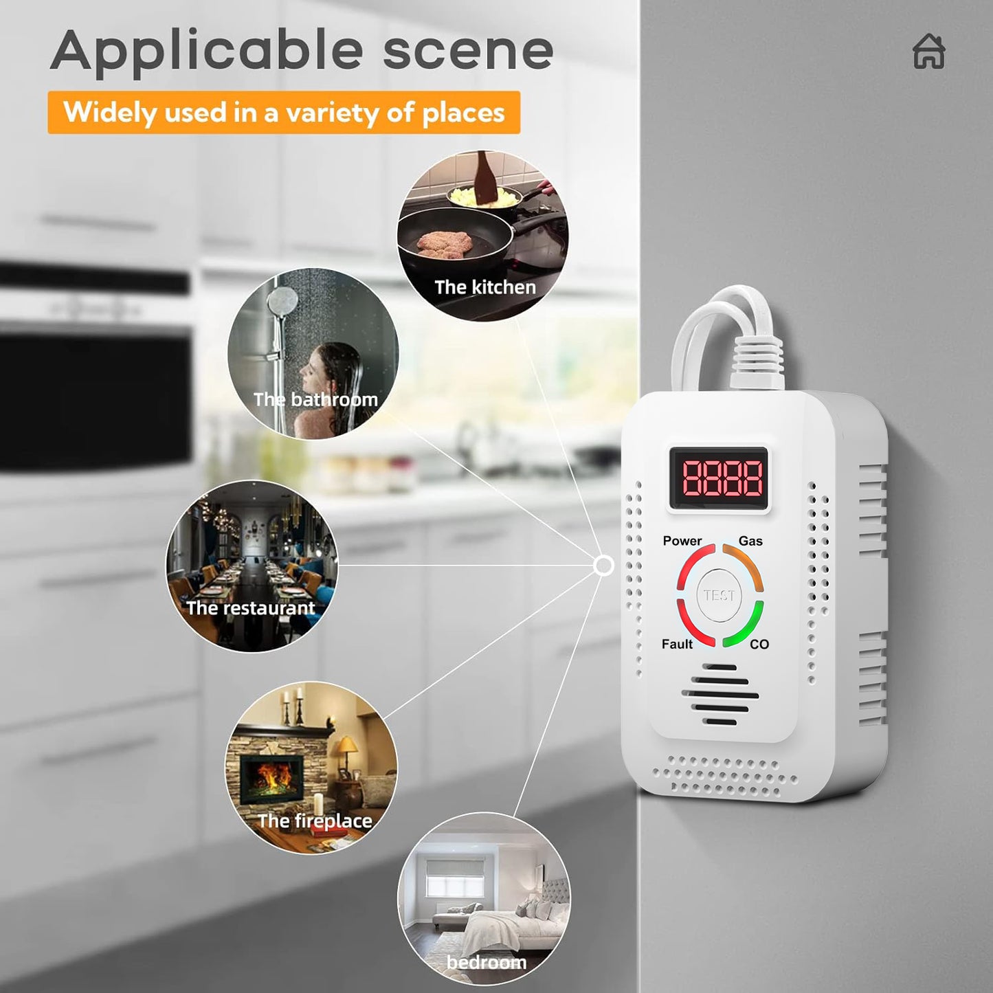 Carbon Monoxide CO Detector And Natural Gas Detector Kitchen Methane CH4 Alarm Combustible Gas Leak 4