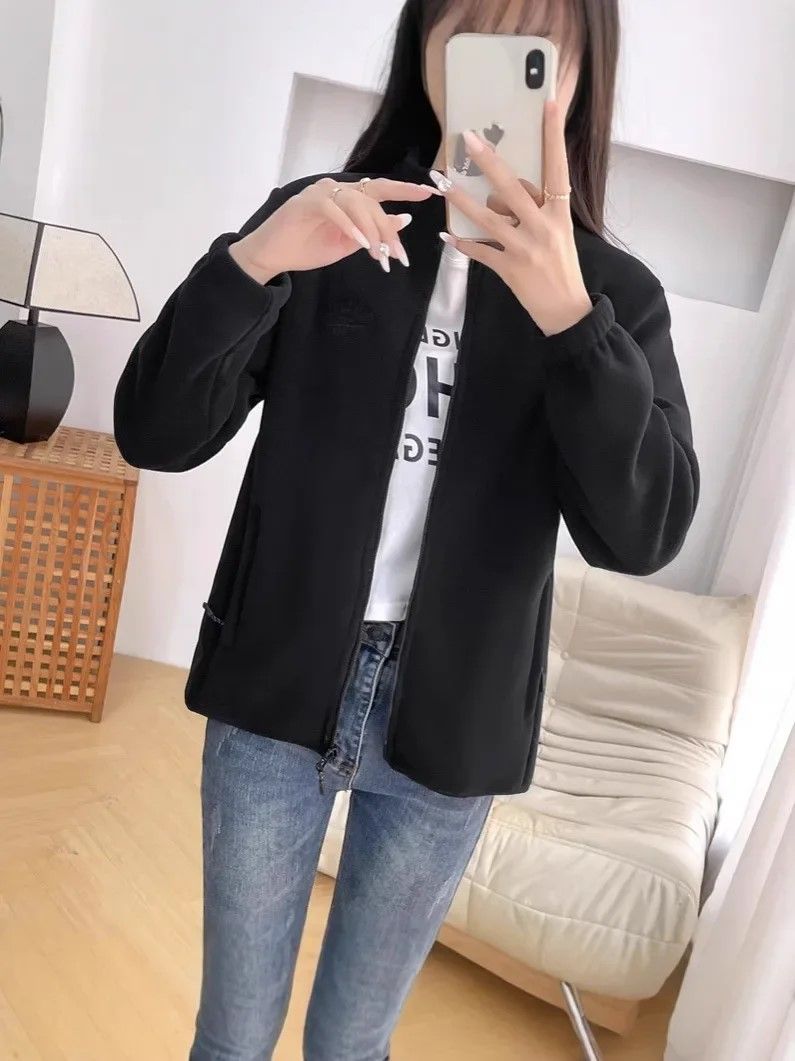 Winter Luxe Polar Fleece Letter Print Coat Womens Loose Fit WoolLiner Jacket 14