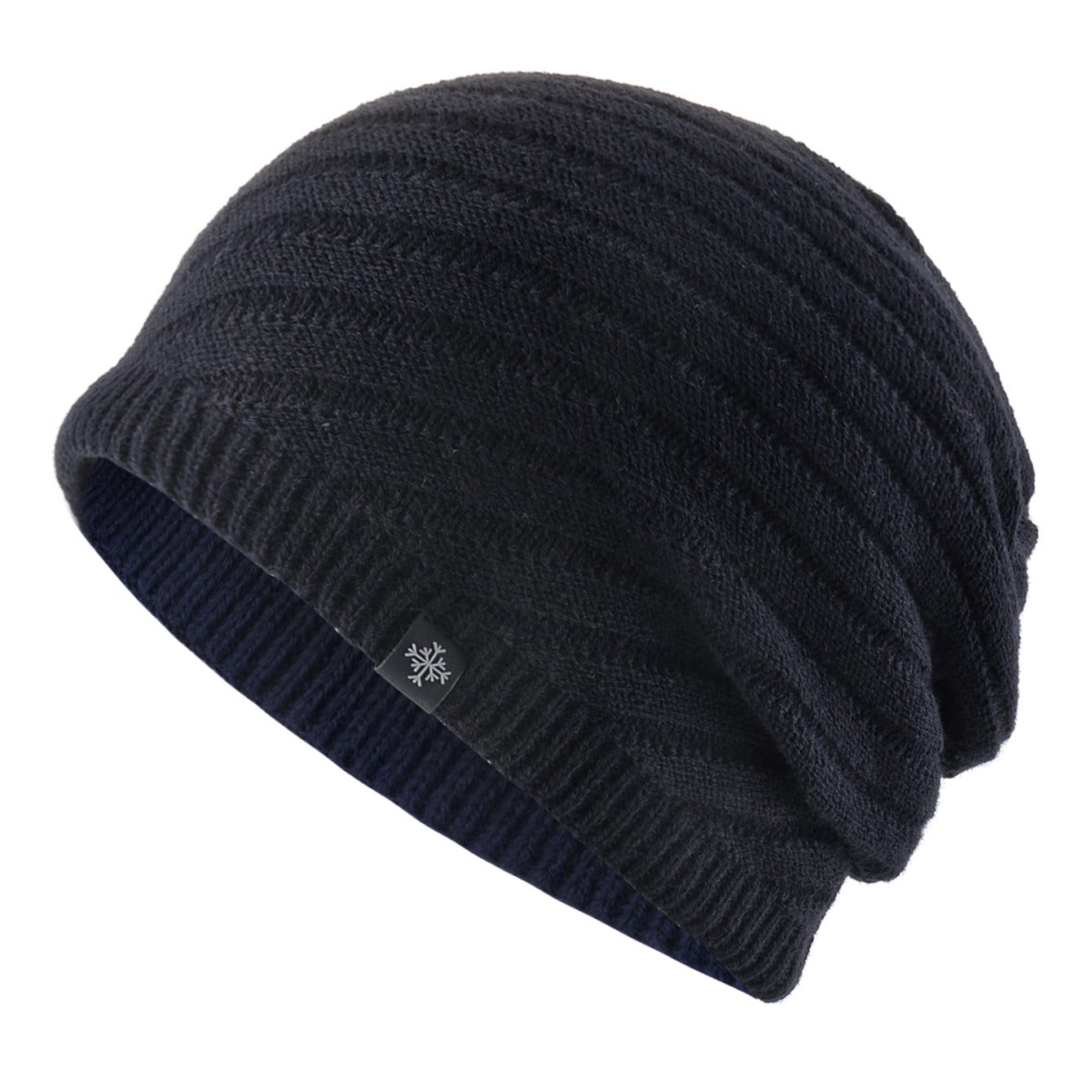Knitting Striped Winter Knitted Beanie, Outdoor Warm Mens Thick Hats, Double Layers With Velvet Ski Beanies For Men