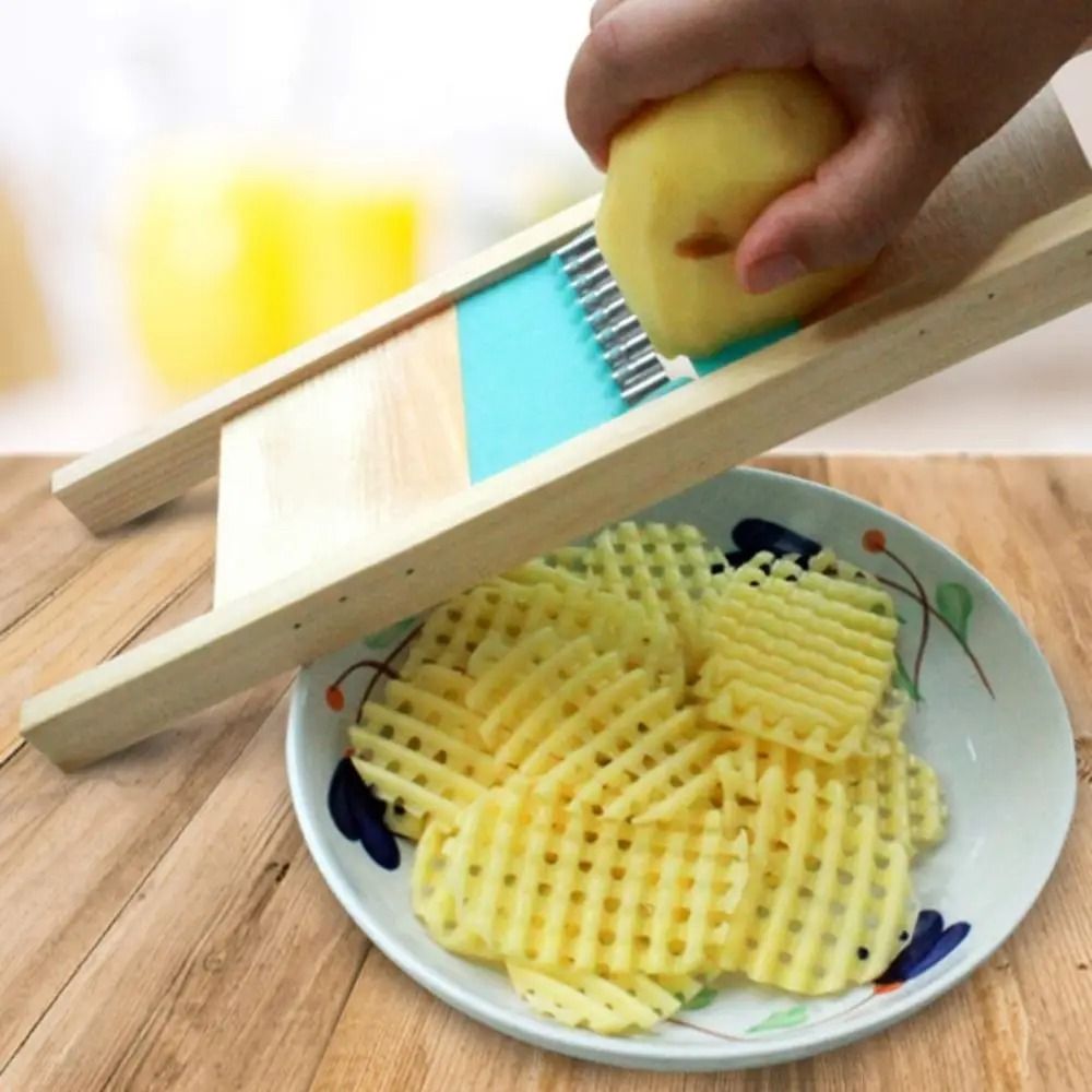 Fries Grid Stainless Steel Potato Cutter Wooden Handle Vegetable Slicer 6