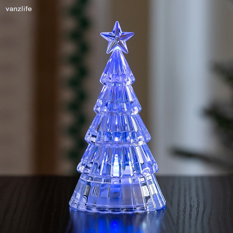 Christmas Decorations Mini Glowing Crystal Tree Desktop Ornaments, Creative Childrens Gift Lights