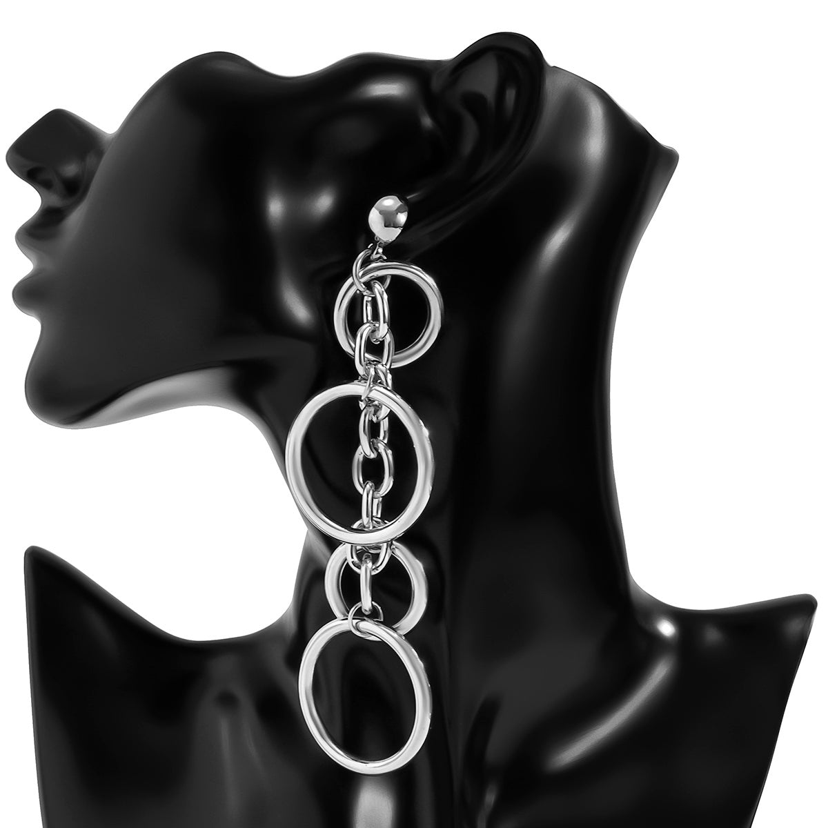 Fashion Statement Large Drop Earrings for Women, Punk Long Big Circle Link Chain Earrings, Hiphop Jewelry Gift